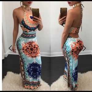 Light Blue Floral Maxi Dress